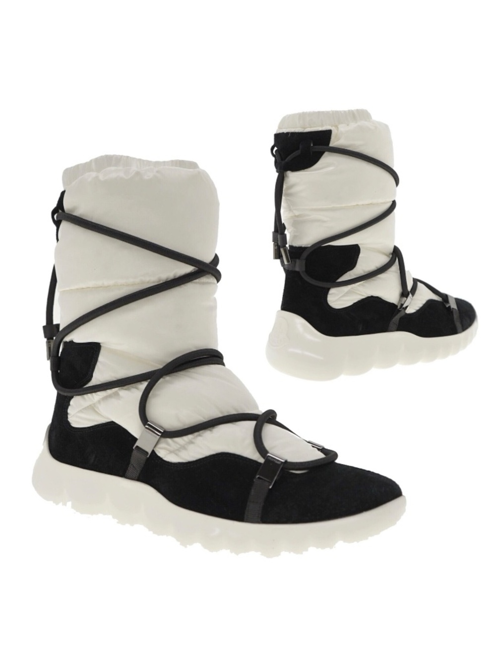 Moncler Cora Woman's Snow Boots White Nylon Size 37.5 US New